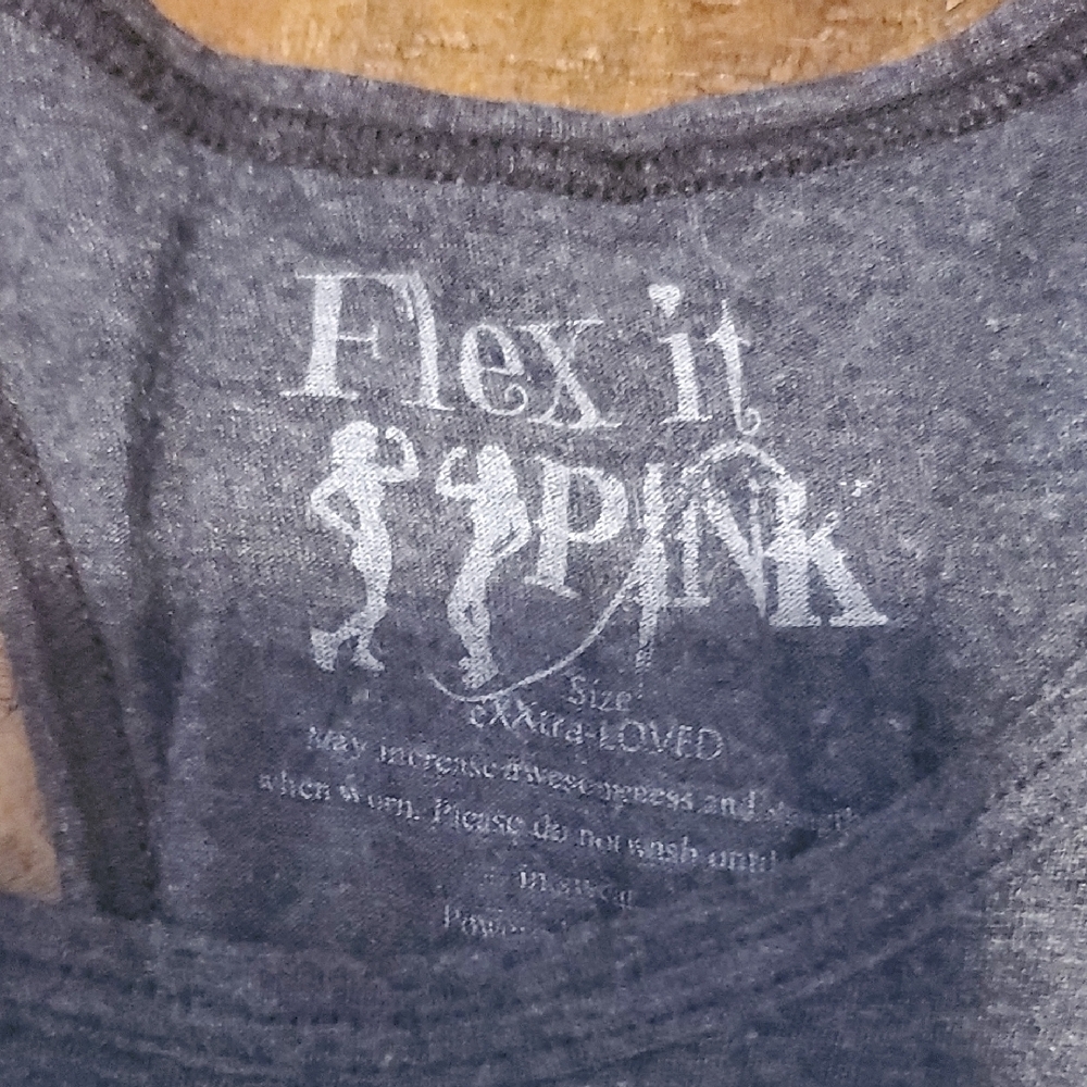 Flex It Pink Gray Tank Top with Green Print - Picture 2 of 2